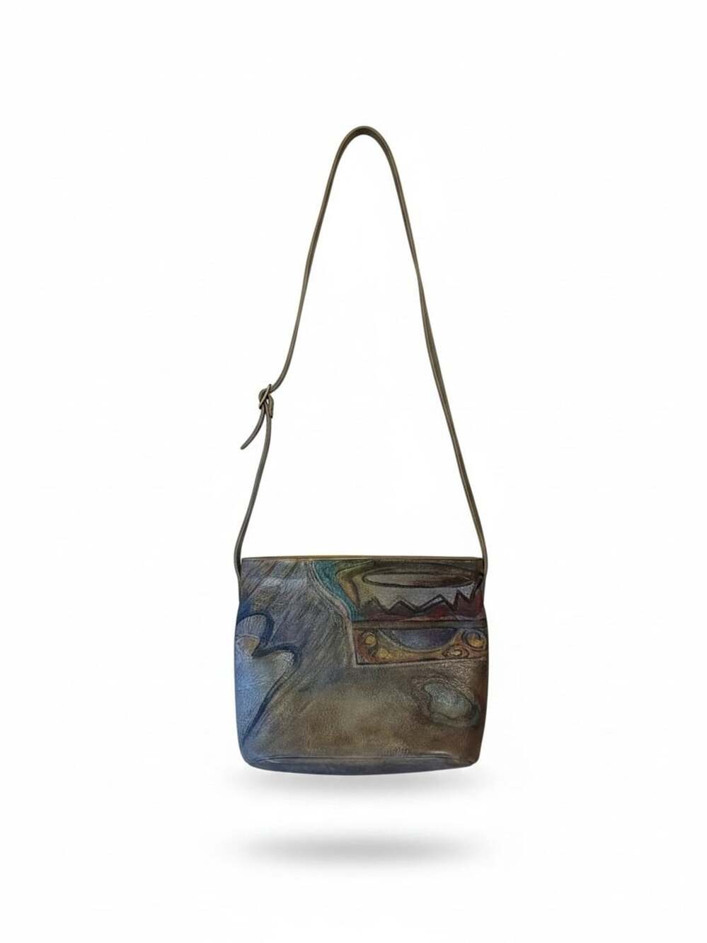 Jane Yoo Wearable Art Hand-Painted Leather Crossbody Shoulder Bag